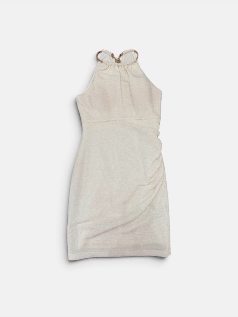 Eliza J Ivory Sparkle Halter Dress with Gold Neck Hardware Closure size 6
